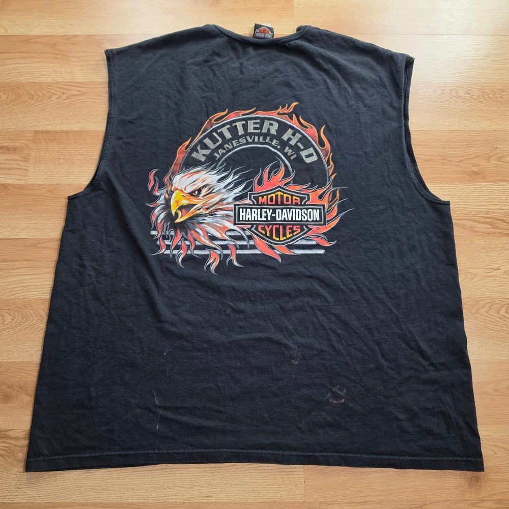 Vintage Harley-Davidson T-Shirt Men 2XL Black Screamin Eagle Kutter HD Eagle Y2k